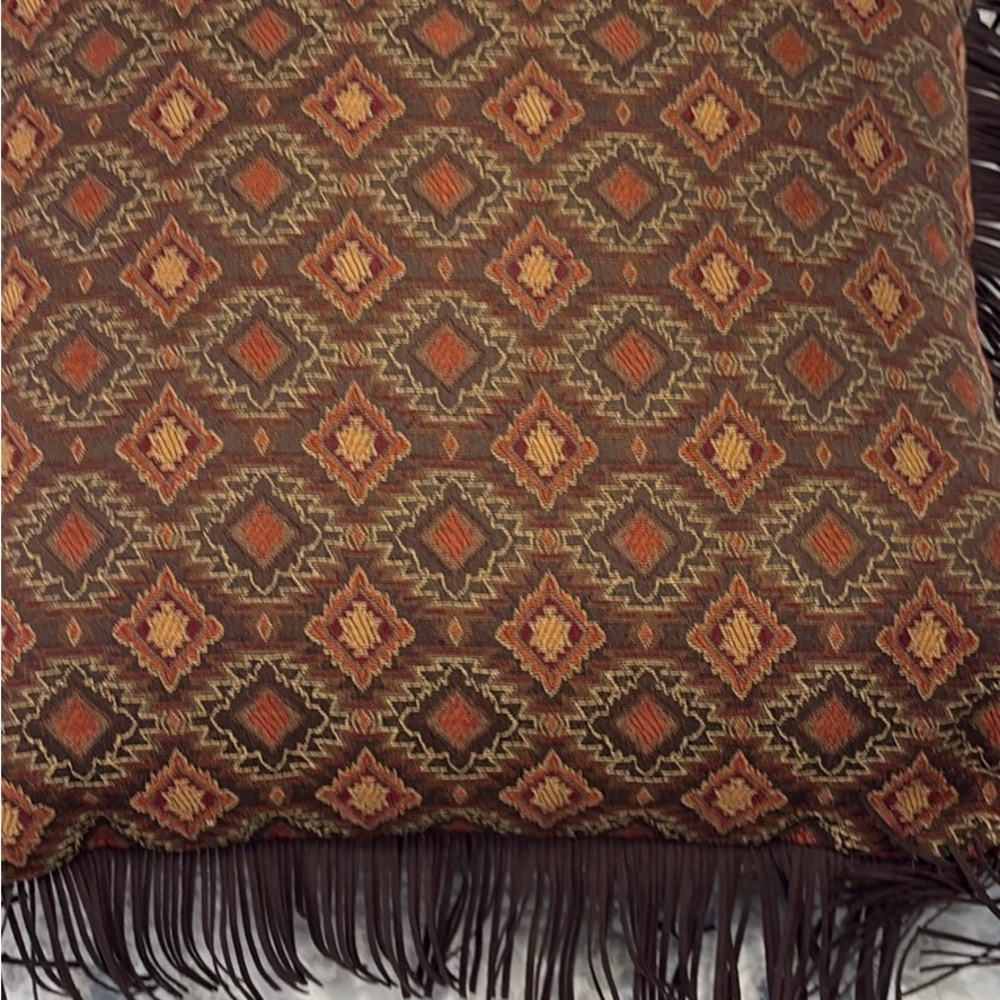Croscill Brown and Rust Southwestern Suede Accent Pillow - Picture 2 of 2